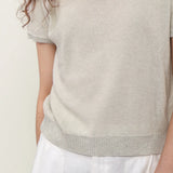 Linen Loycell Round Neck Sequin T-Shirt