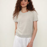 Linen Loycell Round Neck Sequin T-Shirt