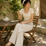 Linen Lyocell Pleat Side Pocket Belt Loop Wide Leg Trousers