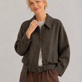 Linen-Lyocell Oversized Lapel Jacket