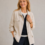 Linen-Lyocell Minimalist Stand Collar Jacket