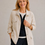 Linen-Lyocell Minimalist Stand Collar Jacket