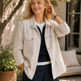 Linen-Lyocell Minimalist Stand Collar Jacket