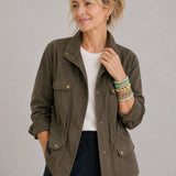 Linen-Lyocell Minimalist Stand Collar Jacket