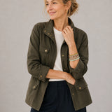 Linen-Lyocell Minimalist Stand Collar Jacket