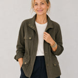 Linen-Lyocell Minimalist Stand Collar Jacket