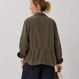 Linen-Lyocell Minimalist Stand Collar Jacket