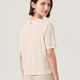 Linen Silk Openwork Knit T-Shirt