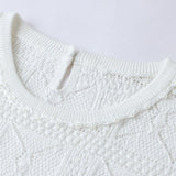 Linen Silk Openwork Knit T-Shirt