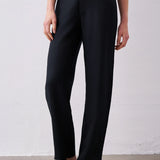 Linen Tencel Belt Loop Side Pocket Straight Leg Trousers