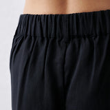 Linen Tencel Belt Loop Side Pocket Straight Leg Trousers