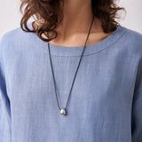 Linen Tencel Solid Round Neck Short Sleeve Blouse