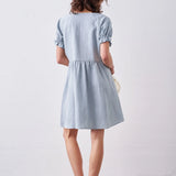 Linen Tencel V-neck Ruffle Sleeve Mini Dress
