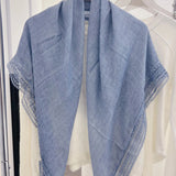 Linen Cotton Lace-trimmed Square Shawl Scarf