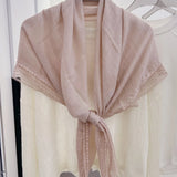 Linen Cotton Lace-trimmed Square Shawl Scarf