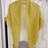 Linen Cotton Lace-trimmed Square Shawl Scarf