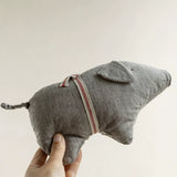 100% Linen Piggy Throw Pillow Doll