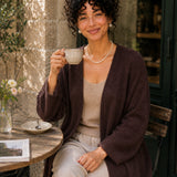 Alpaca Oversized Open-Front Cardigan with Pockets