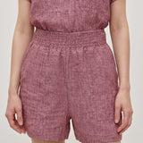 100% Linen Wide Elastic Waistband Shorts