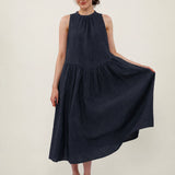 100% Linen Sleeveless A-Line Maxi Dress