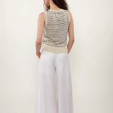 100% Linen Stripe Knit Tank Top