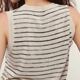 100% Linen Stripe Knit Tank Top