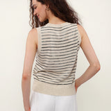 100% Linen Stripe Knit Tank Top