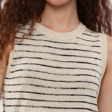 100% Linen Stripe Knit Tank Top