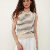 100% Linen Stripe Knit Tank Top