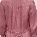 100% Linen Ruffle Trim Half Sleeve Tunic Shirt