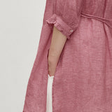 100% Linen Ruffle Trim Half Sleeve Tunic Shirt