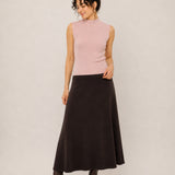 Wool Mock-Neck Ribbed Knit Tank