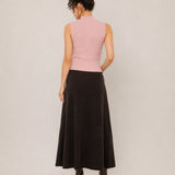 Wool Mock-Neck Ribbed Knit Tank