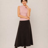 Wool Mock-Neck Ribbed Knit Tank