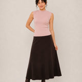 Wool Mock-Neck Ribbed Knit Tank