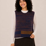 Wool Scoop-Neck Marled Knit Sweater Vest with Pocket