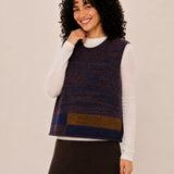 Wool Scoop-Neck Marled Knit Sweater Vest with Pocket
