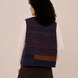 Wool Scoop-Neck Marled Knit Sweater Vest with Pocket