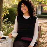 Wool Scoop-Neck Marled Knit Sweater Vest with Pocket