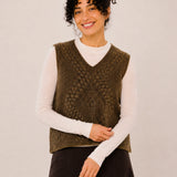 Wool V-Neck Textured Knit Sweater Vest