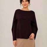 Wool Double-Layer Neck Ruffle Hem Loose Top