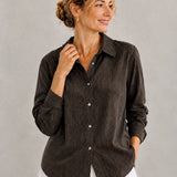 Yarn-Dyed Striped Linen Collared Shirt
