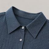 Yarn-Dyed Striped Linen Collared Shirt