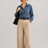 Yarn-Dyed Striped Linen Collared Shirt