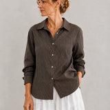 Yarn-Dyed Striped Linen Collared Shirt