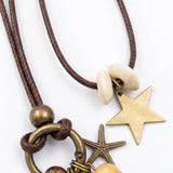 Retro Star & Leaf Pendant Double-layer Statement Necklace