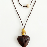 Retro Boho Wooden Heart-Shape Necklace